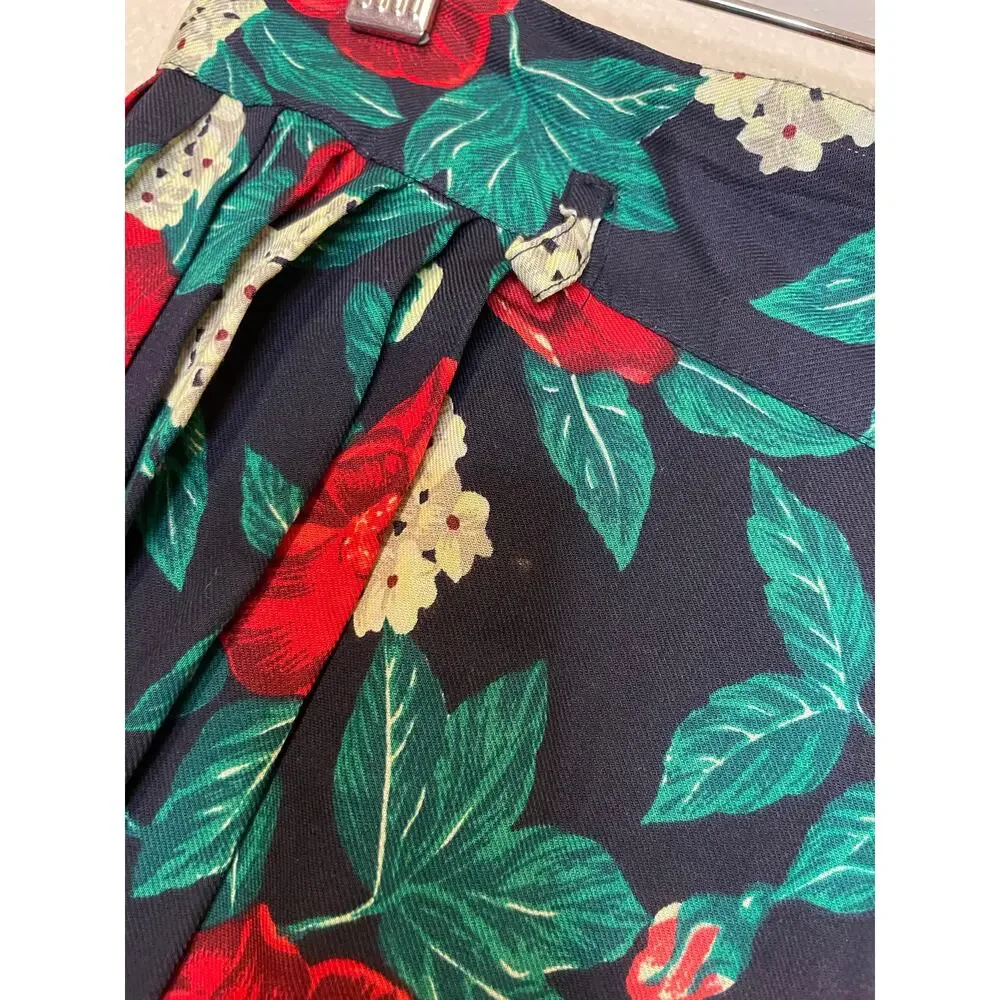 VTG Jones New York Red & White Floral Cottage Core Grandma Midi Skirt Size 8